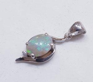 Sterling Silver Solid Opal Pendant