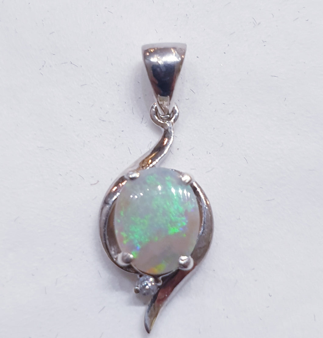 Sterling Silver Solid Opal Pendant