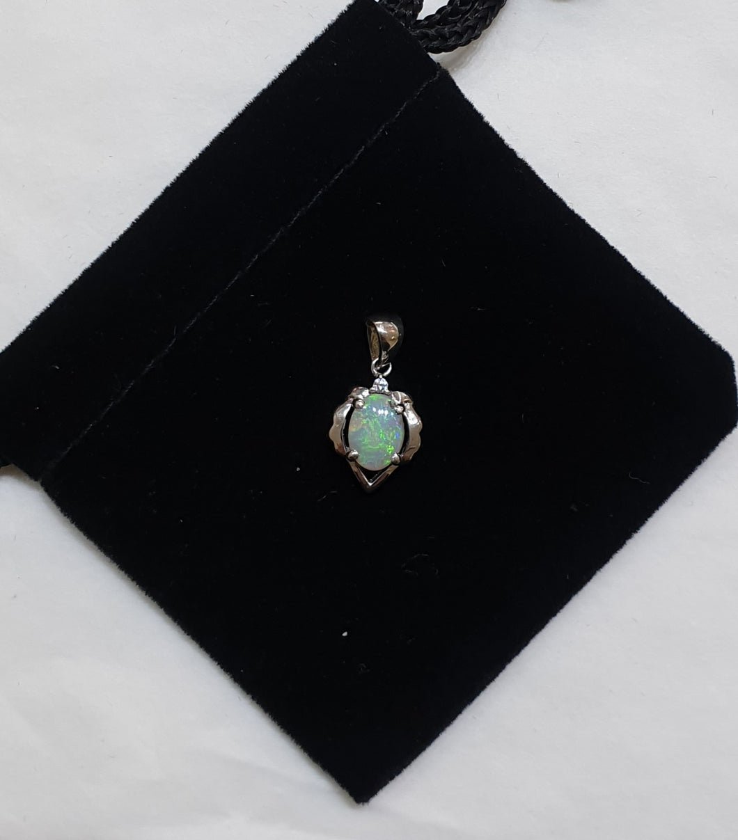sterling silver solid opal pendant