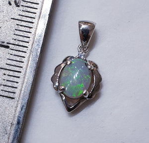 sterling silver solid opal pendant