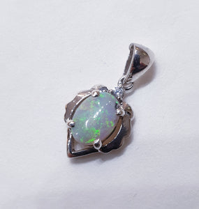 sterling silver solid opal pendant