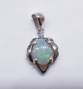 sterling silver solid opal pendant